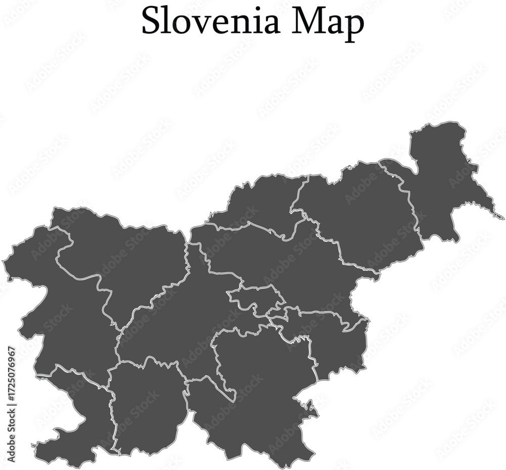 Fototapeta premium Slovenia map regions grey Vector illustration Simple 