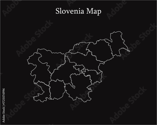 Slovenia Map Vector Illustration White lines Dark backg