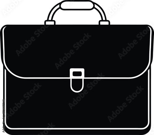 black leather briefcase sleek closed business executive on transparent background