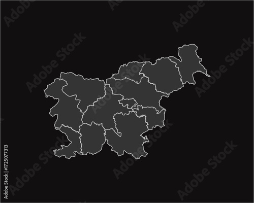 Slovenia map regions grey outline Vector illustration 