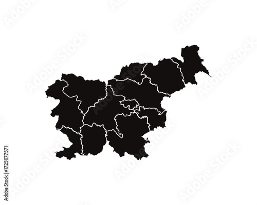 Slovenia map regions black and white Vector illustration