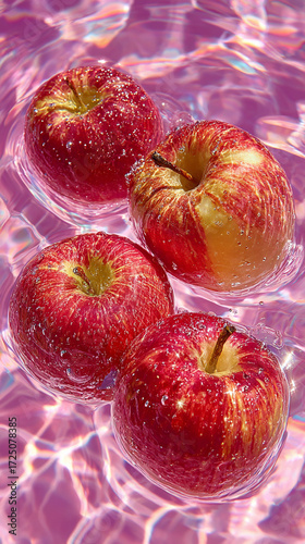 red apples in a water