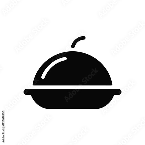 Black And White Icon Of A Covered Serving Dish Or Platter