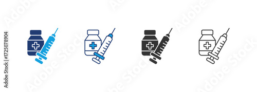 Vaccinatioin Icon Set Multiple Style Collection