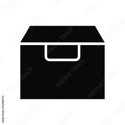 Black Box Icon with Handle on White Background for Design