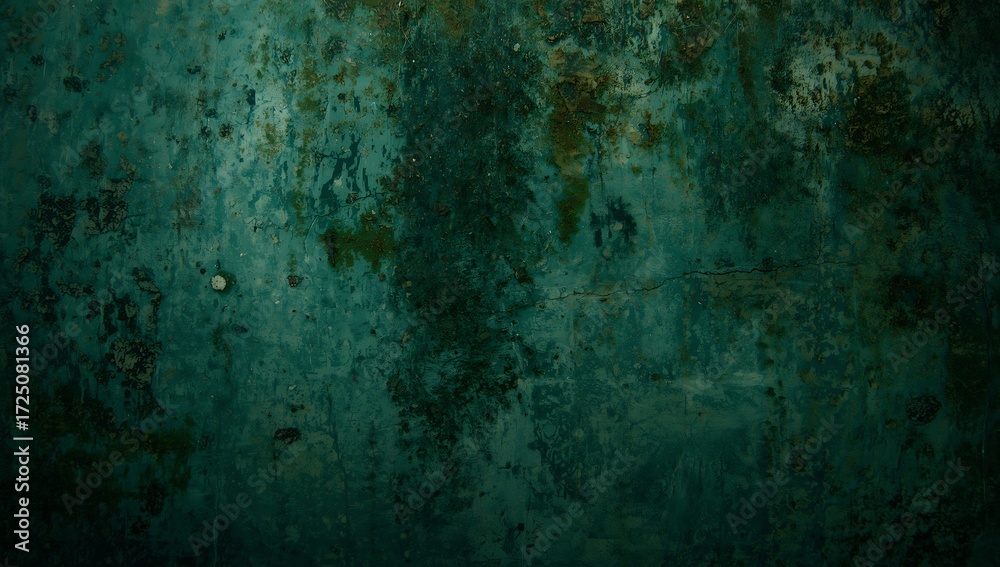 Fototapeta premium Textured dark green grunge background with abstract distressed patterns