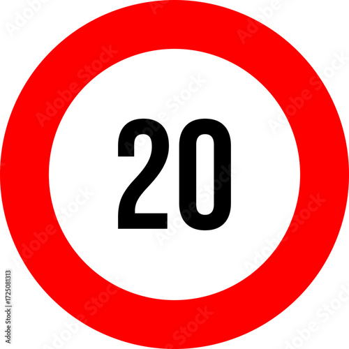 20 speed limit road sign
