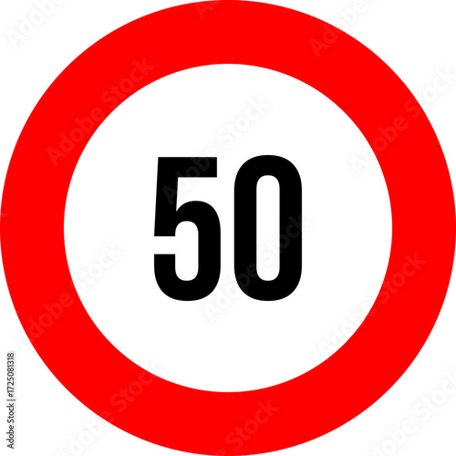 50 speed limit road sign