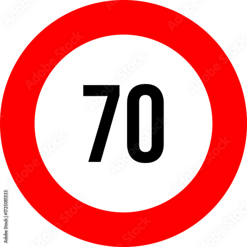 70 speed limit road sign