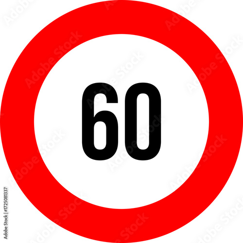 60 speed limit road sign