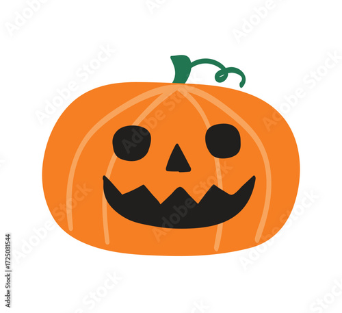 Cute spooky pumpkin lantern. Clipart. Halloween design. Vector illustration