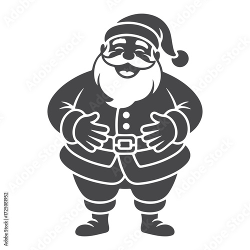 Classic Santa Claus silhouette standing with hands on belly vector design