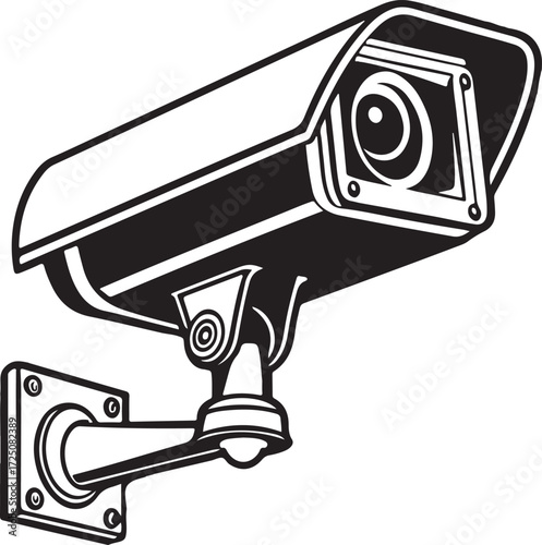 Detailed vector illustration of a surveillance camera, perfect for security systems and monitoring technology design