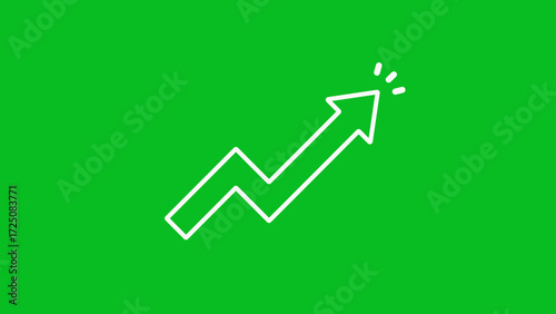 White upward trending arrow graph on a bright green background growth