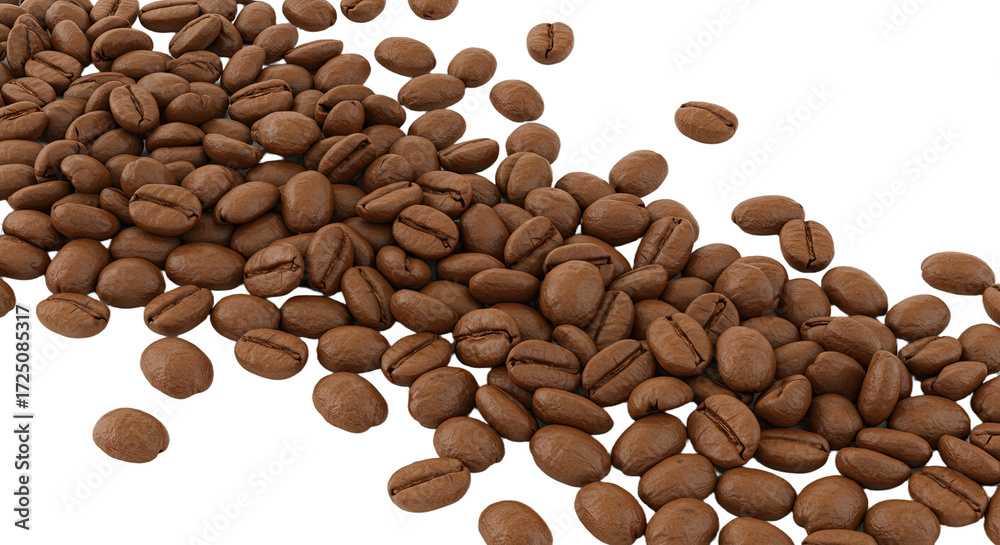 Obraz premium Roasted coffee beans scattered on white.