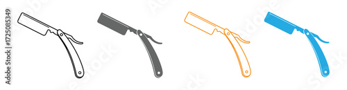 Straight razor icon. Black, minimalist icon isolated on white background. Straight razor simple silhouette. Web site page and mobile app design vector element