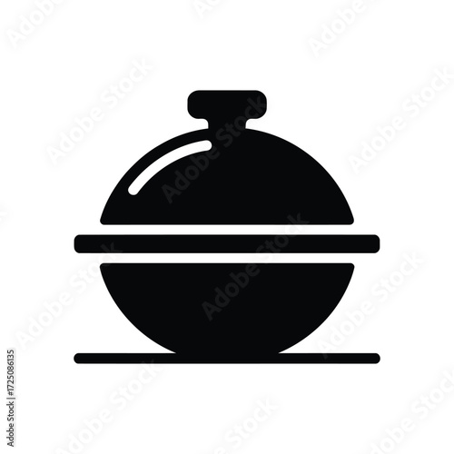 Black Casserole Pot Icon Kitchenware, Cookware, and Culinary Design Element