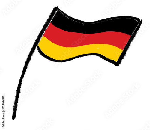 German sketchy hand-drawn flag, Germany flag in transparent png background. European flag design 