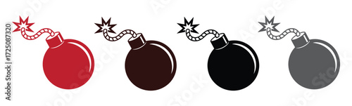 very simple flat and single minimalist Bomb Silhouettes in  white background