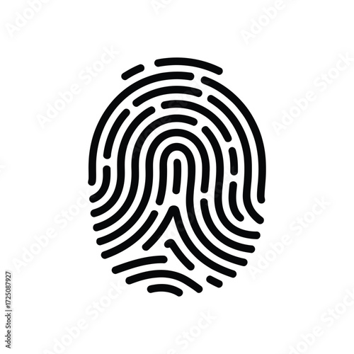 Black Fingerprint Icon Isolated on White Background for Identification and Security Purposes