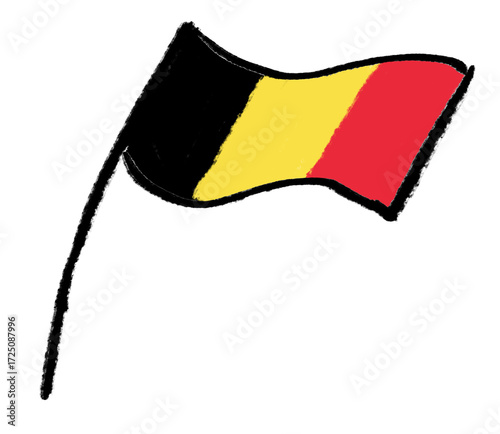 Sektchy, hand-drawn Belgium flag on transparent png background, Belgian flag vector image, Europen Flag design 