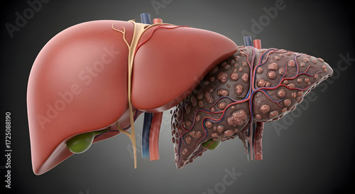 healthy and cirrhotic liver comparison