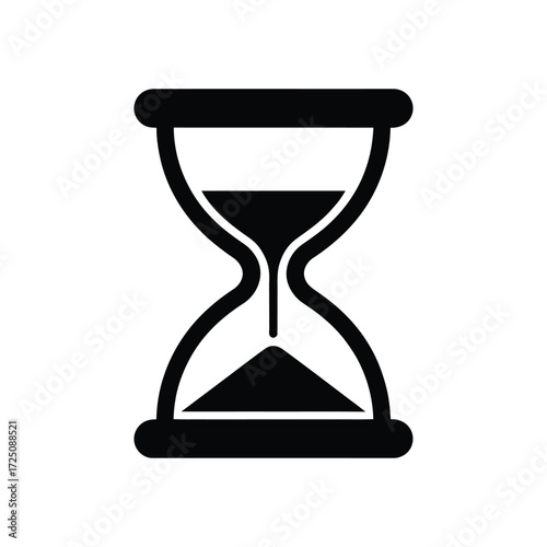 Black Hourglass Icon Isolated on White Background for Time Management Concepts