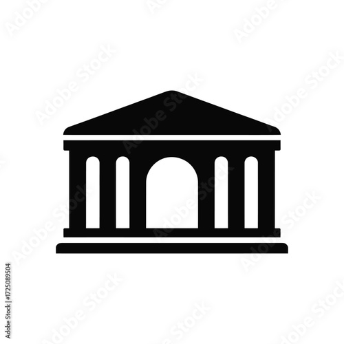 Black Icon of a Government Building or Bank on a White Background