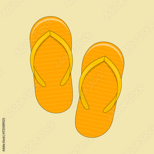 orange flip-flops. footwear. vector illustration