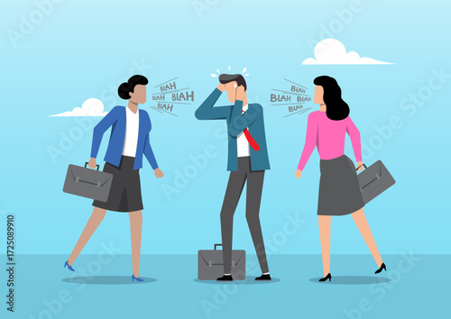 A businessman, clearly distressed, clutches his head with both hands