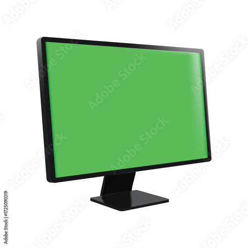 Modern Computer Monitor Display Green Screen Technology Desktop Device Blank Template Advertisement Digital Mockup