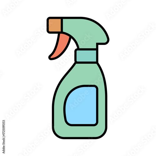 
An illustration of a colored cleaning product icon on a white background