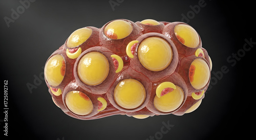 human adipose tissue fat cells microscopic view