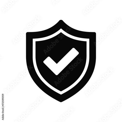 Free Download Black Shield With White Check Mark Icon On Isolated Background - GFXLoad
