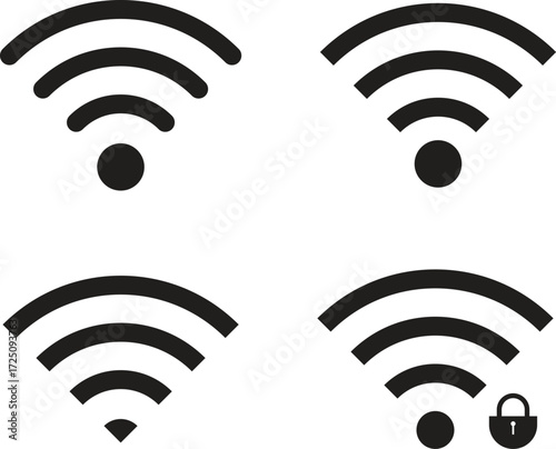 Wifi signal icon set, Wireless internet symbol sign collection vector