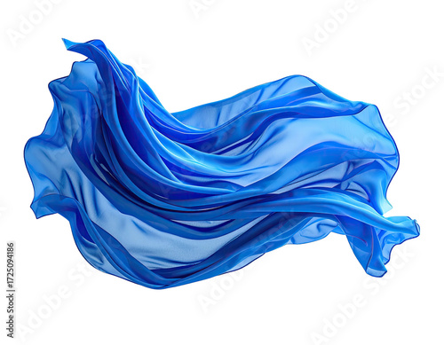 Wallpaper Mural Dynamic, flowing, vibrant blue fabric draped in motion Torontodigital.ca