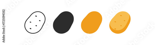 Potato evolution in flat design: outline to 3d transformation