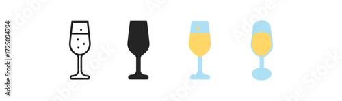 Minimalist glass icons in flat and solid styles for modern designs