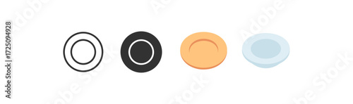 Minimalist plate icons in various styles and colors