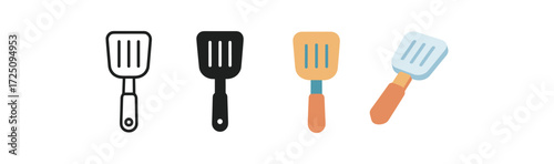 Spatula variations: outline, silhouette, minimal, and flat kitchen tool designs