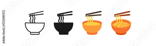 Diverse bowl styles with chopsticks showcasing various noodle art