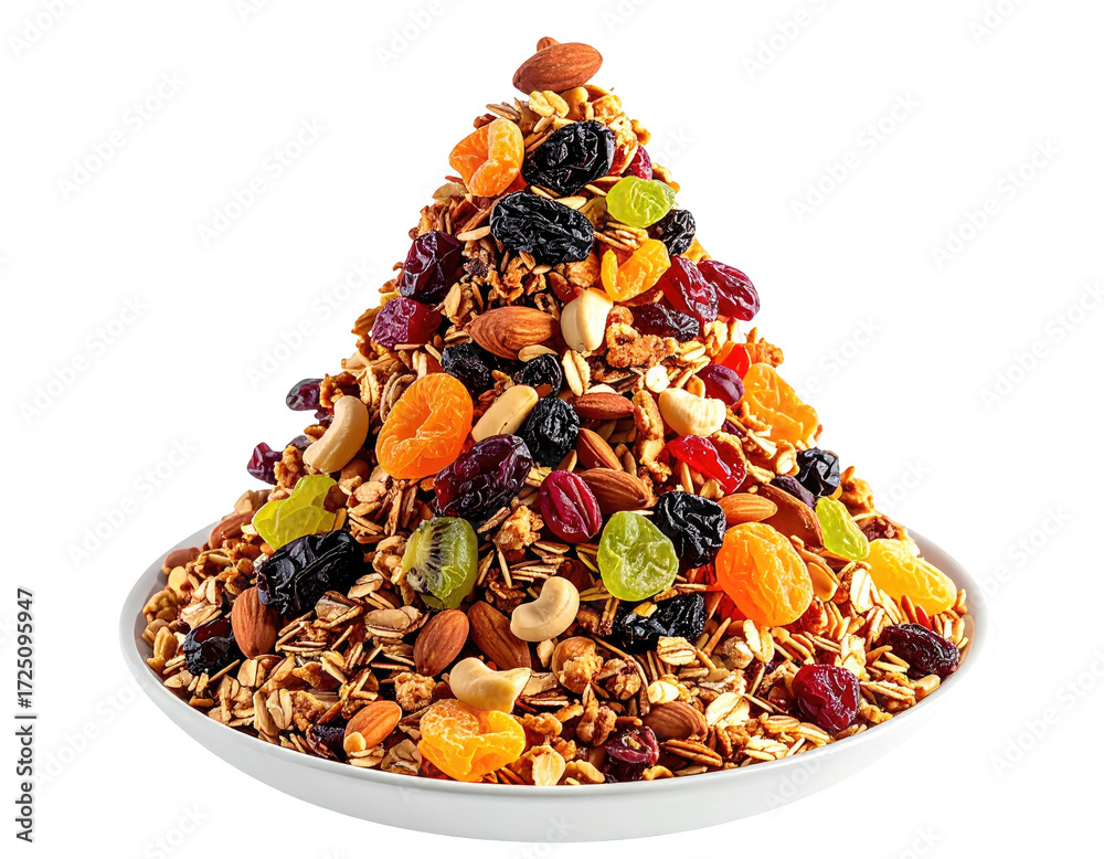 custom made wallpaper toronto digitalA conical pile of granola topped with dried fruit and nuts on a white plate