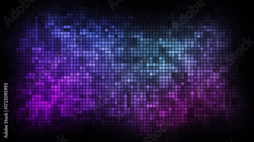 Abstract digital square pixelated gradient background featuring dynamic blue purple and pink colors