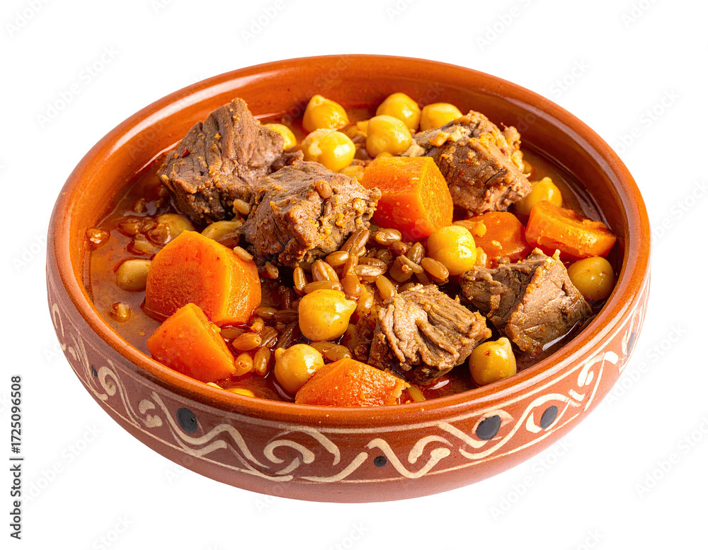 custom made wallpaper toronto digitalHearty stew in a rustic bowl, featuring chunks of meat, chickpeas, carrots, and grains