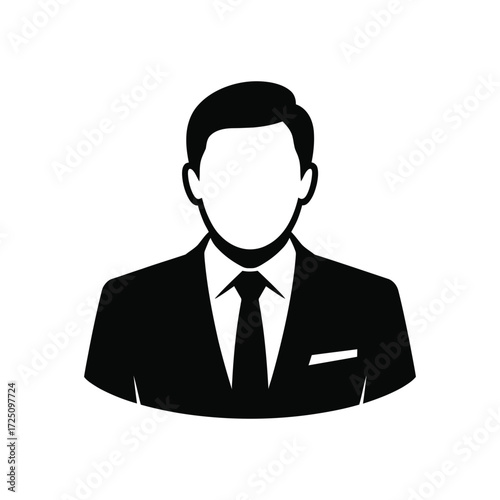 Businessman Icon Faceless Man in Suit with Tie on White Background