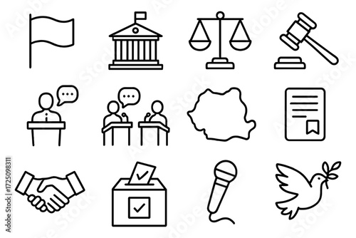 Icons of democracy: politics, law, and peace in linear style