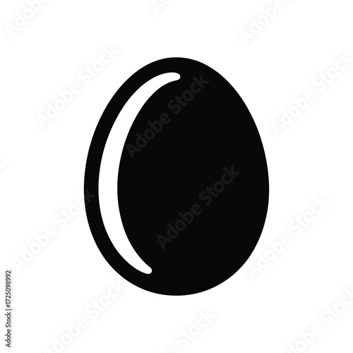 Egg Icon Isolated on White Background, Represents Food, Protein, and Easter Holiday