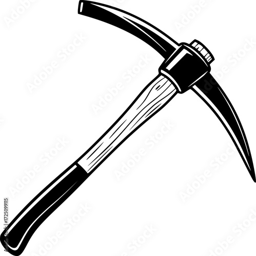 A black and white vector illustration of a pickaxe