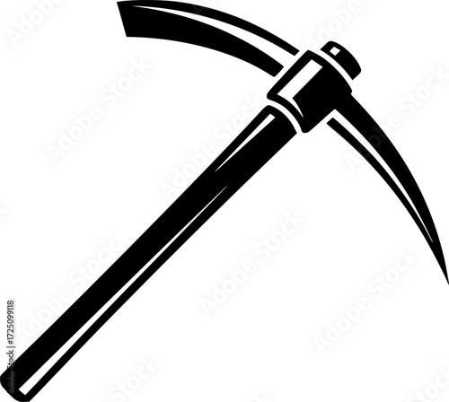 A black and white vector illustration of a pickaxe