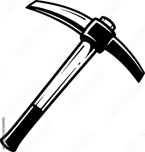 A black and white vector illustration of a pickaxe